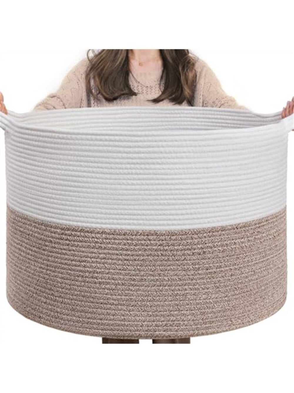 New XXXLarge Woven Rope Blanket Basket Living Room Brown, 90L